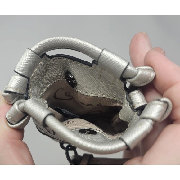 Foley & Corinna Silver Leather Tiny Disco City Satchel Handbag Charm Coin Purse - Picture 8 of 12
